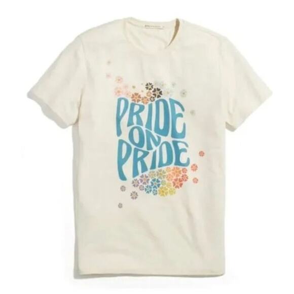 Marine Layer Pride Giving Tank Sleeveless Graphic Print Muscle Tee Cream NWT S - Picture 1 of 7